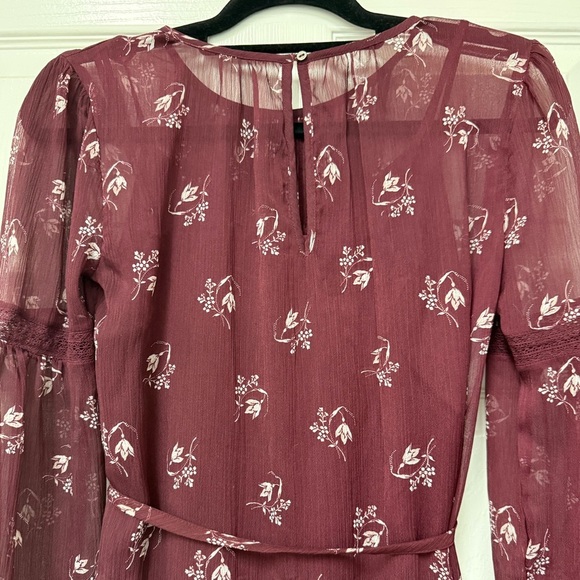 Abercrombie & Fitch Floral Burgundy Lined Dress Size XS - Picture 5 of 14